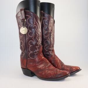 Tony Lama Vintage Eel Cowboy Boots 9.5 Burgundy